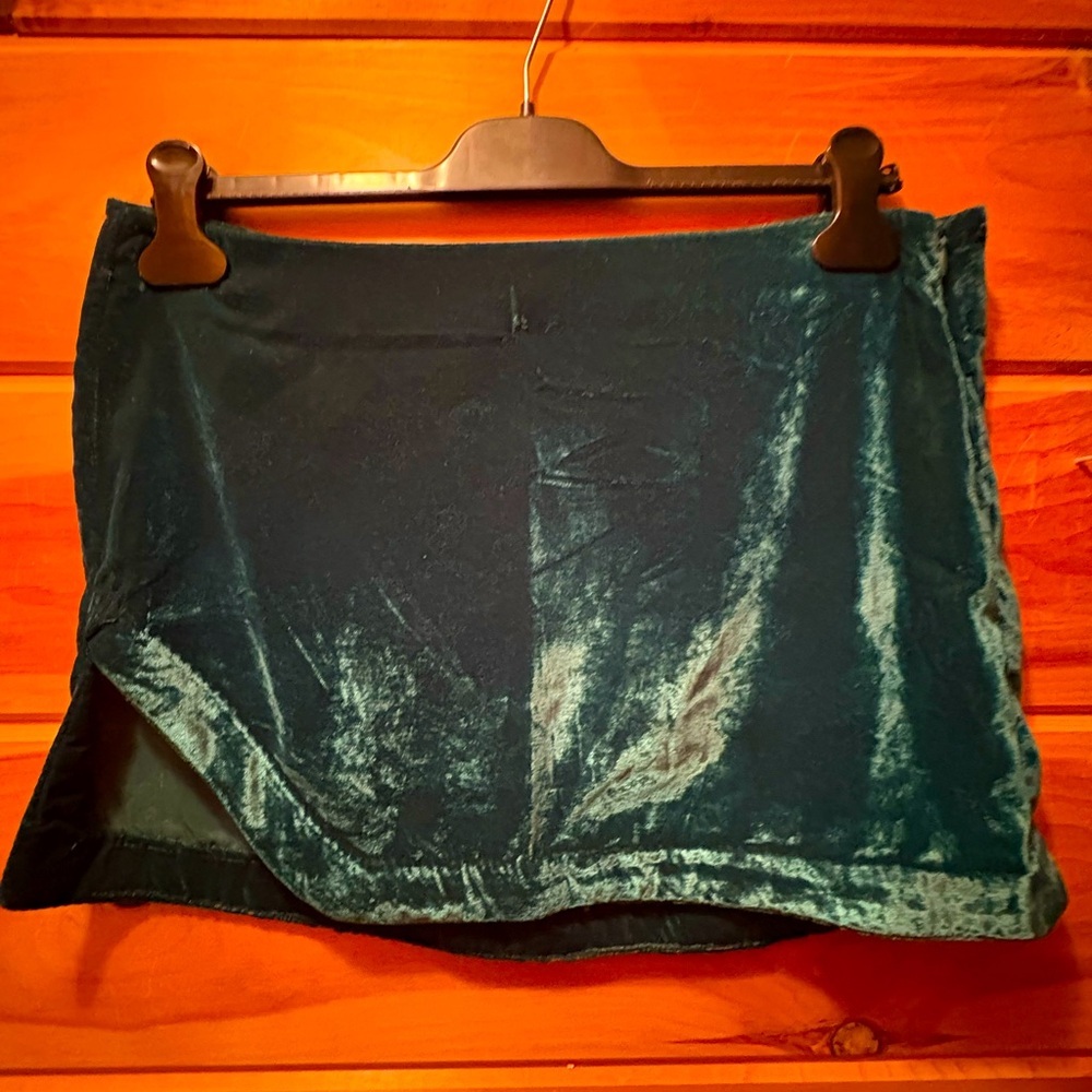 Free People Velvet Mini Skirt. Deep Teal. US 8/ UK 12